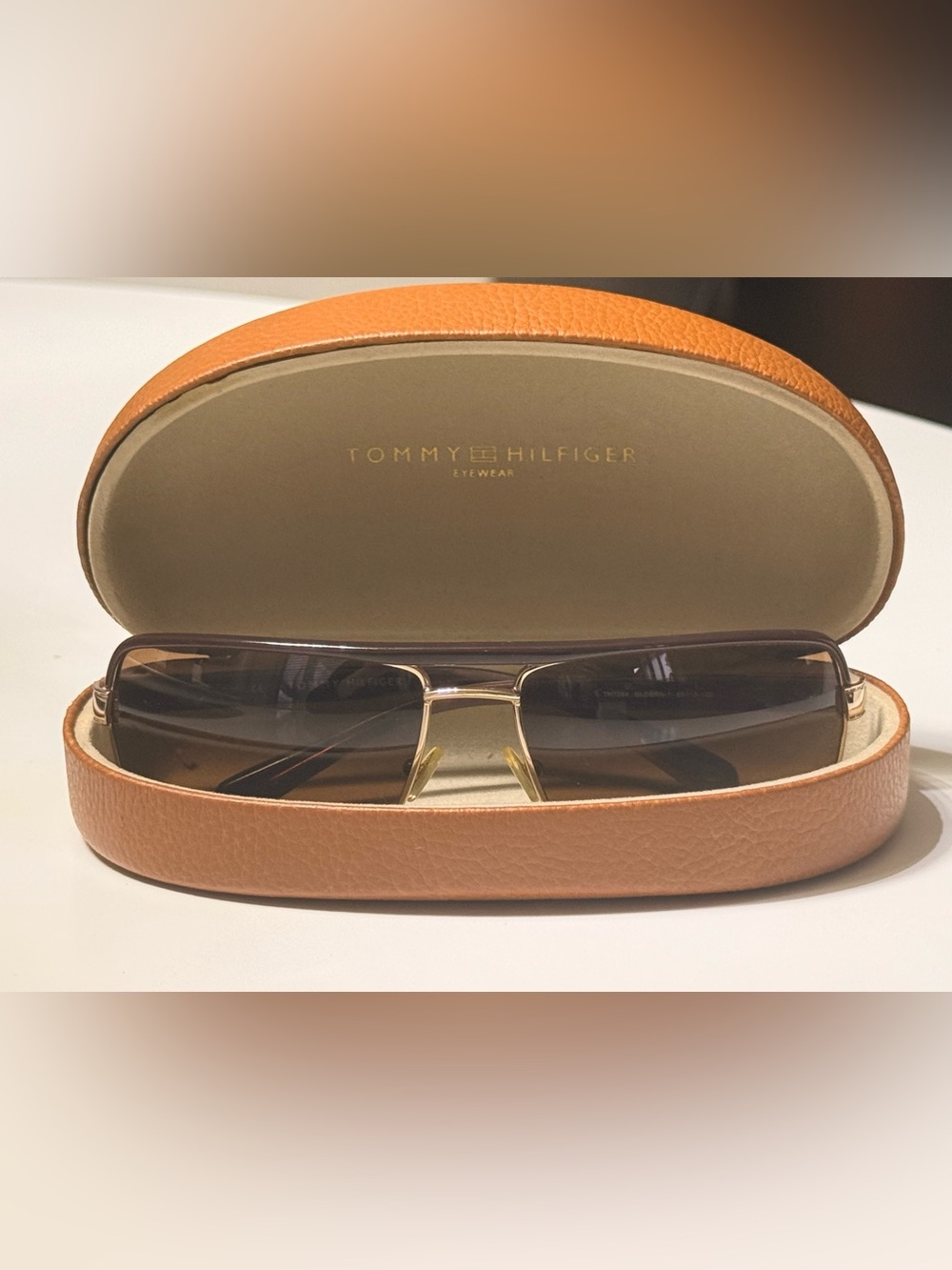 Tommy Hilfiger Brown Gold Sunglasses with Original Case